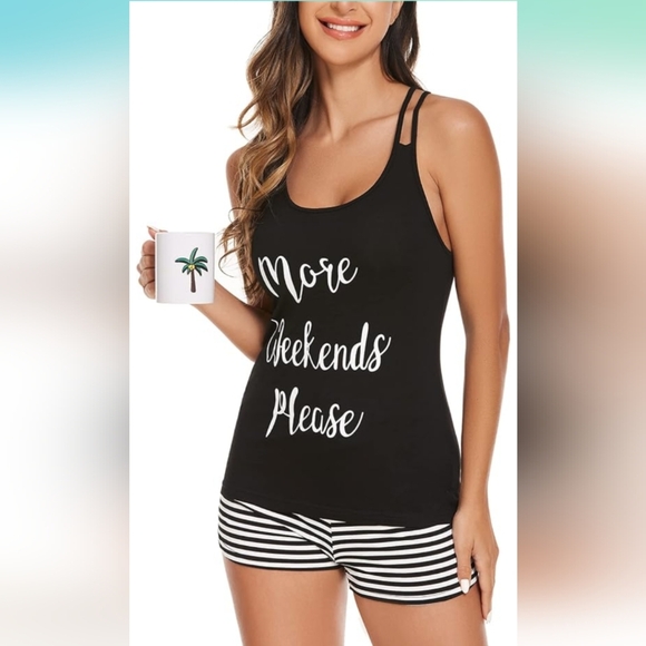 Ekouaer Womens Cami Pajama Set Sleeveless Racerback Tank Top Pjs Size Large EUC - Picture 1 of 12